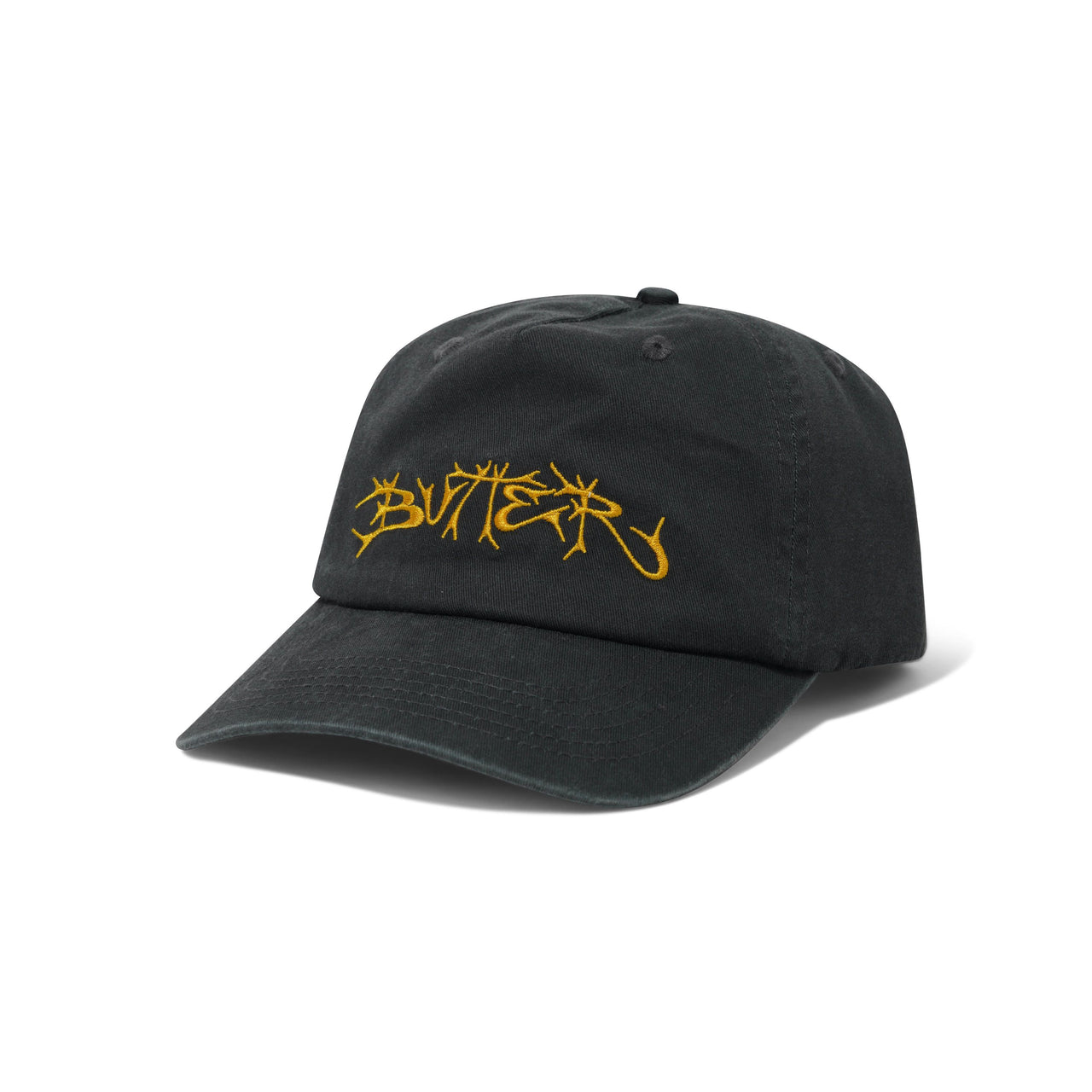 BUTTER GOODS - SCRAWLING 5 PANEL CAP - WASHED BLACK