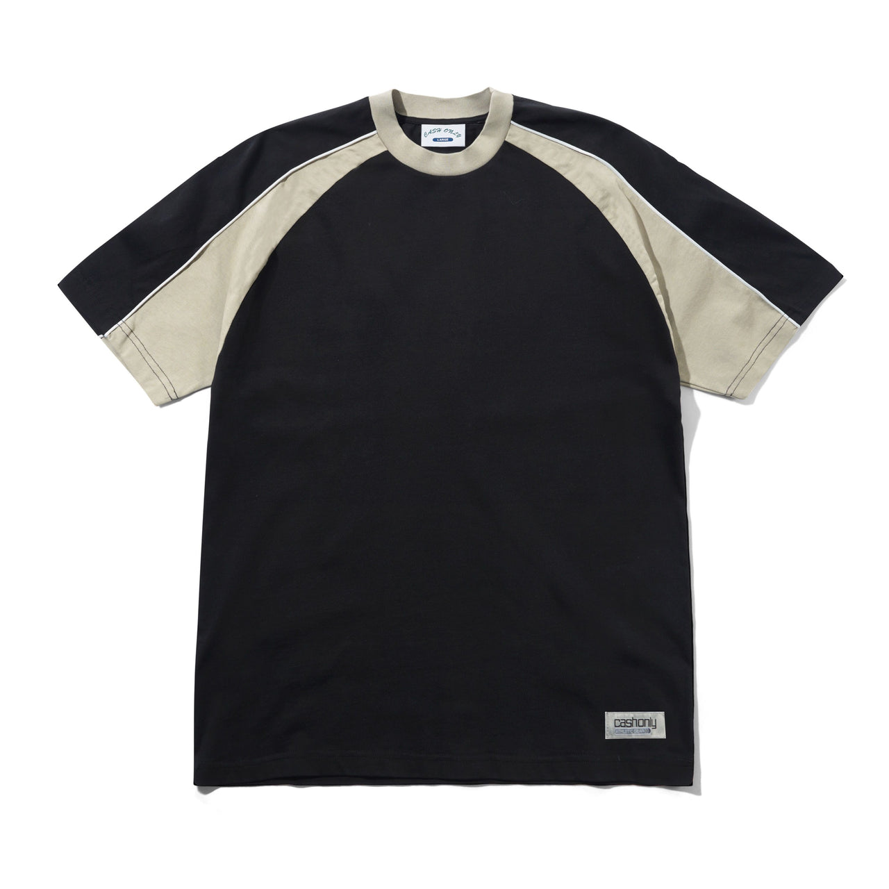 CASH ONLY - TRACK PANEL TEE - BLACK / COVE
