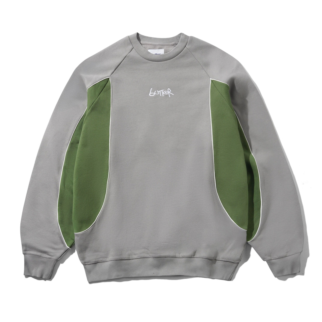 BUTTER GOODS - TREAD CREWNECK - CONCRETE / MOSS