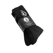 Pack of black socks with Volcom branding on a light gray background