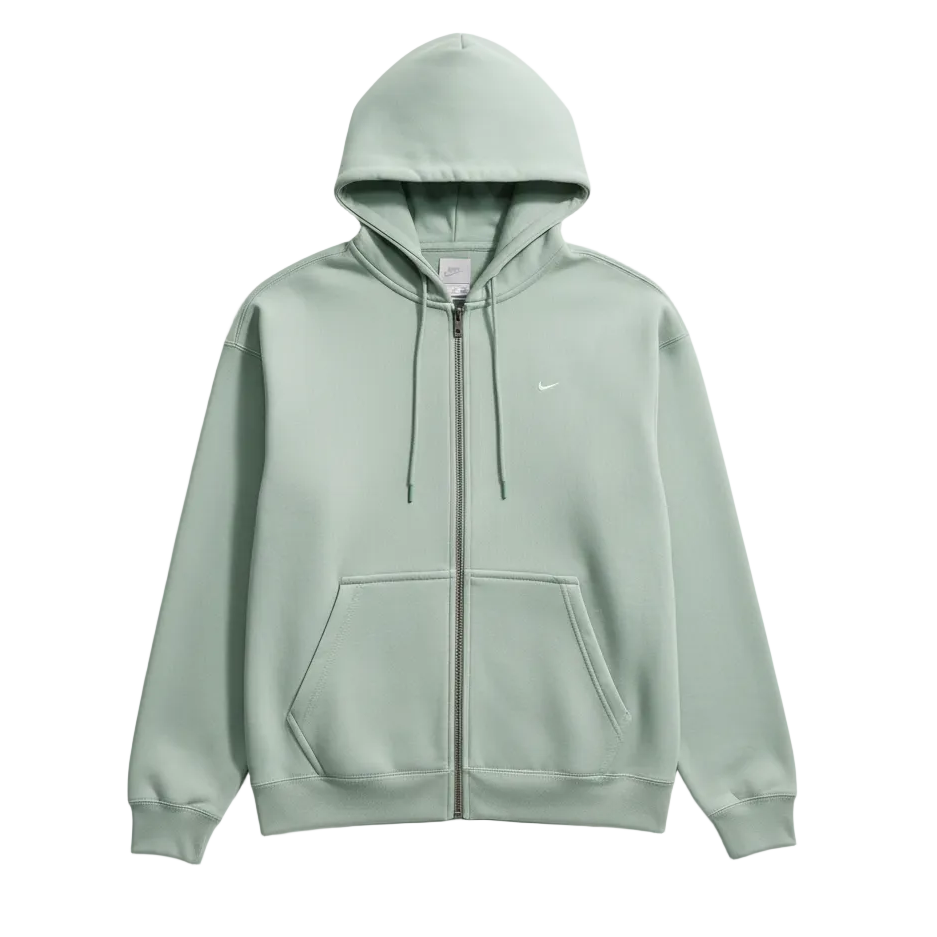 NIKE - SOLO SWOOSH FULL-ZIP FLEECE HOODIE - STEAM