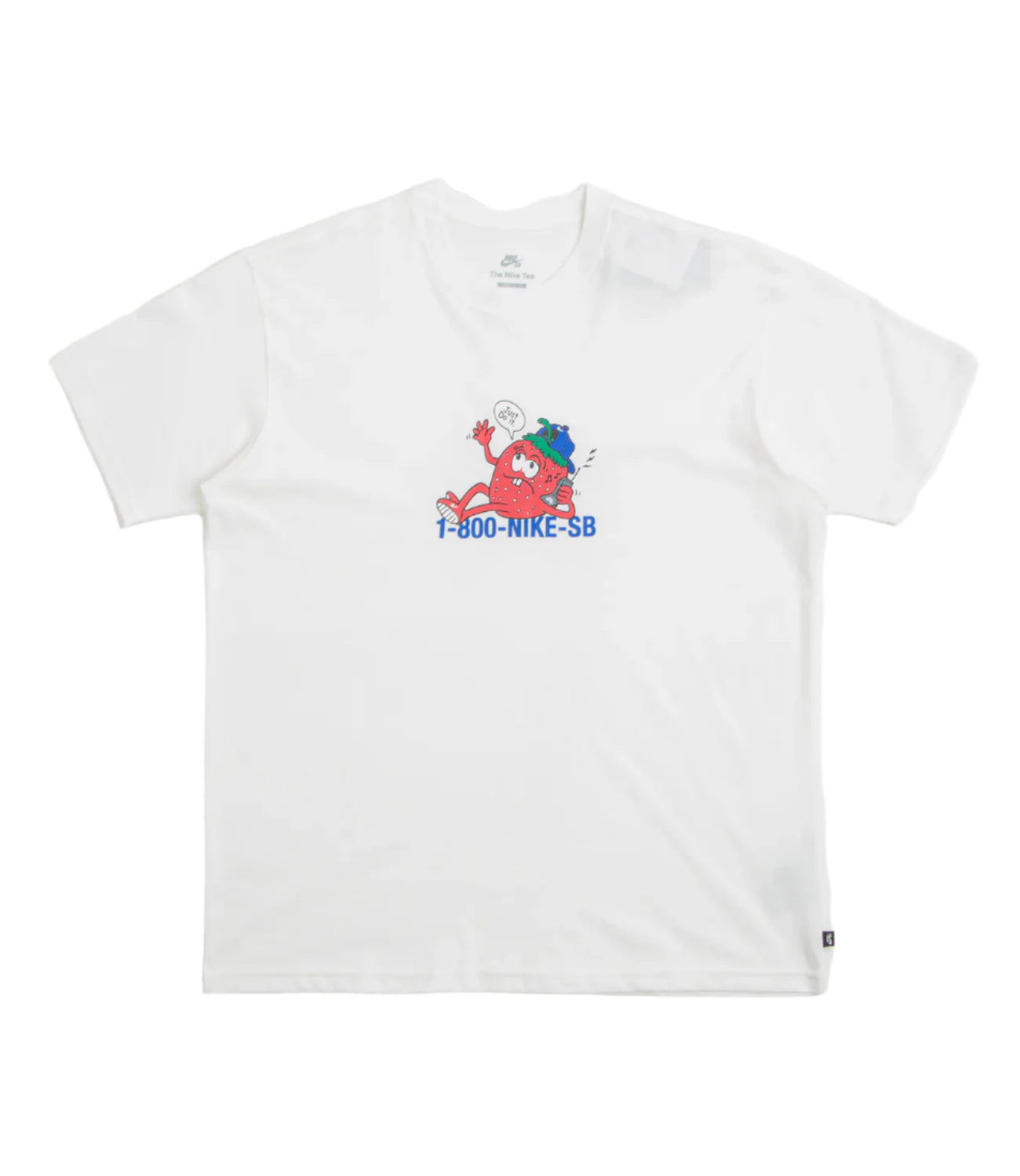 White t-shirt with colorful graphic design on a white background