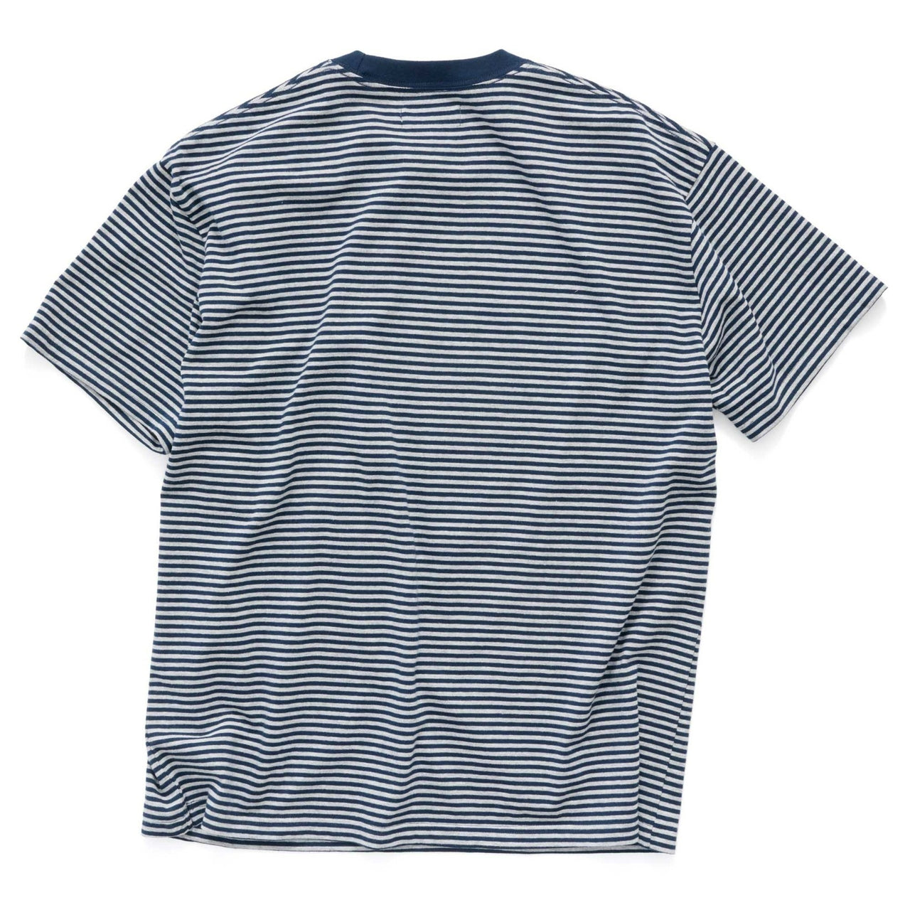 S-DOUBLE - POCKET STRIPE T-SHIRT -  NAVY / GREY HEATHER