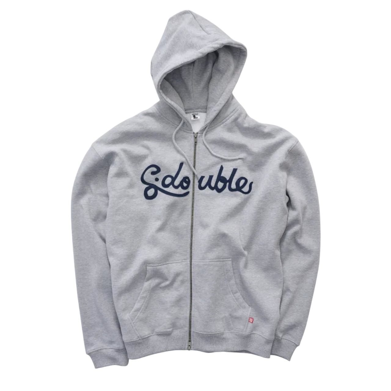 S-DOUBLE - S-DOUBLE - CURSIVE ZIP HOODIE - GREY HEATHER