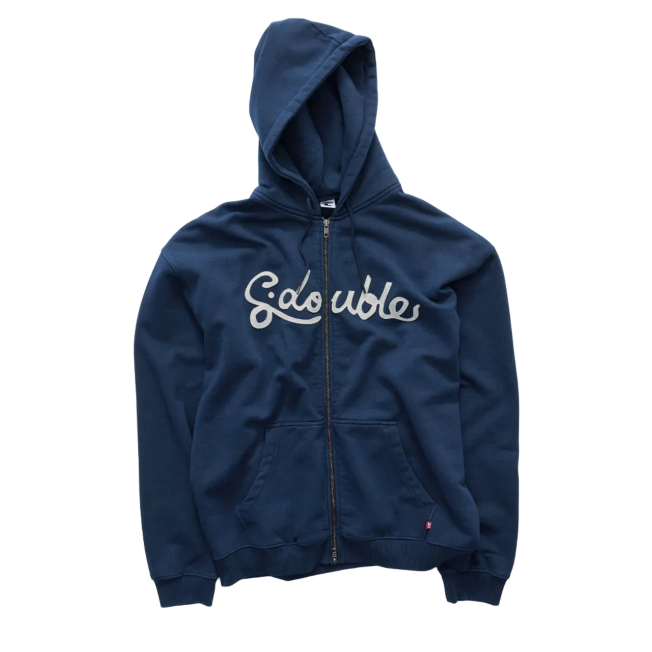 S-DOUBLE - S-DOUBLE - CURSIVE ZIP HOODIE - NAVY