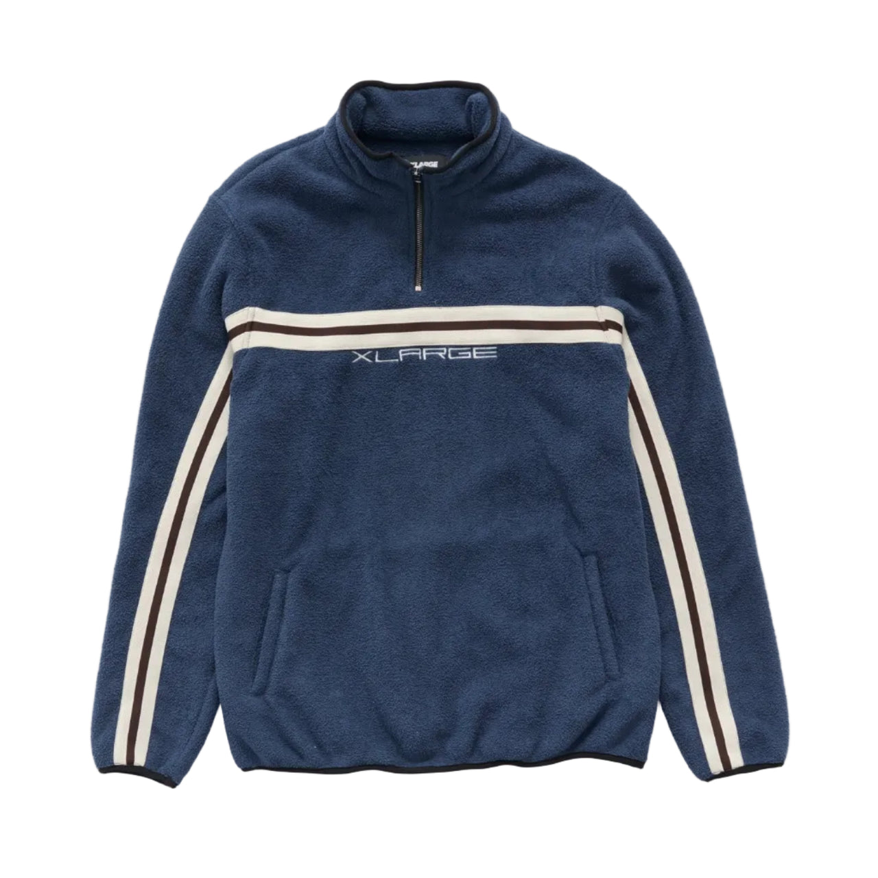 XLARGE - STRIPE POLAR FLEECE QUARTER-ZIP - CAPTAIN NAVY