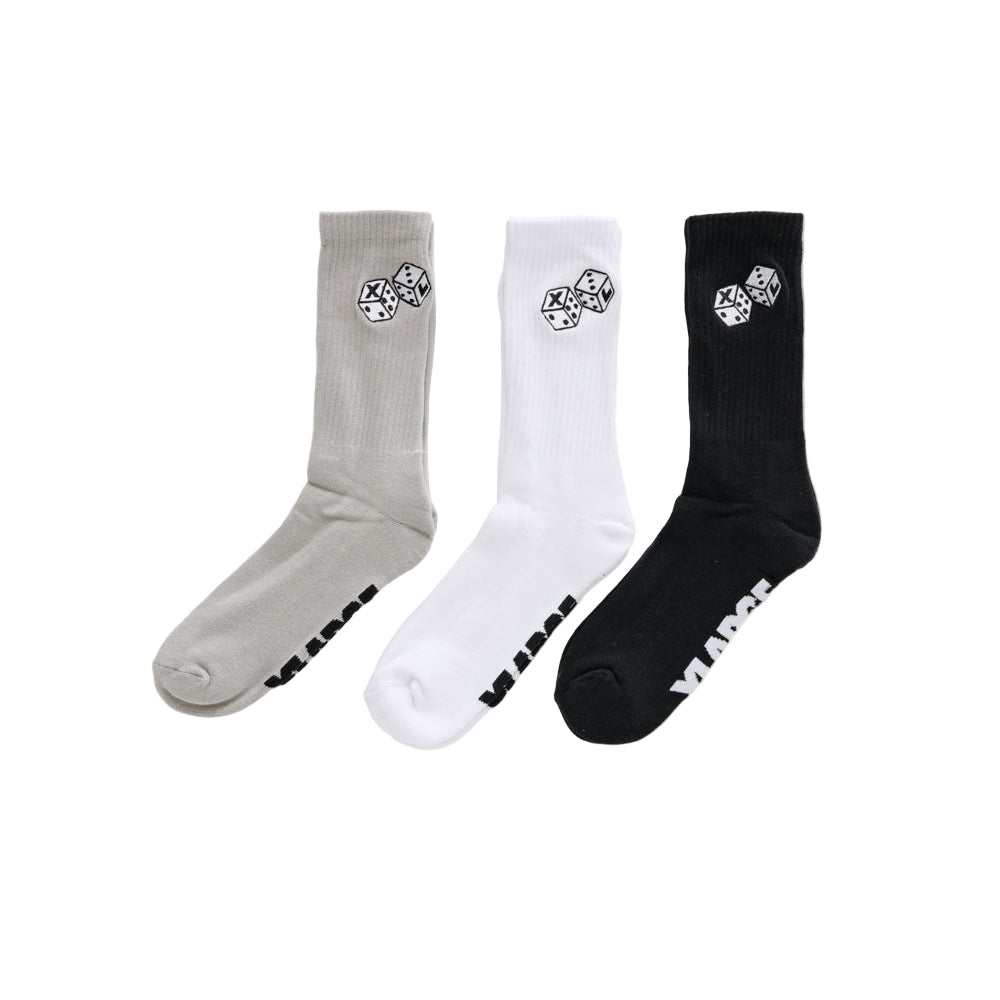 XLARGE - DICE SOCK 3 PACK - MULTI COLOURED