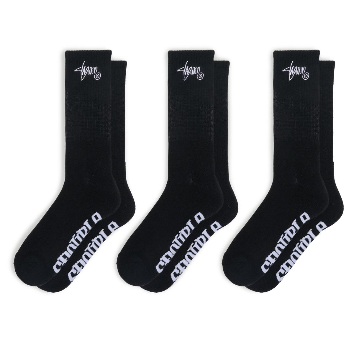 S-DOUBLE - STANDARD SHAWN 3 PACK SOCKS - BLACK
