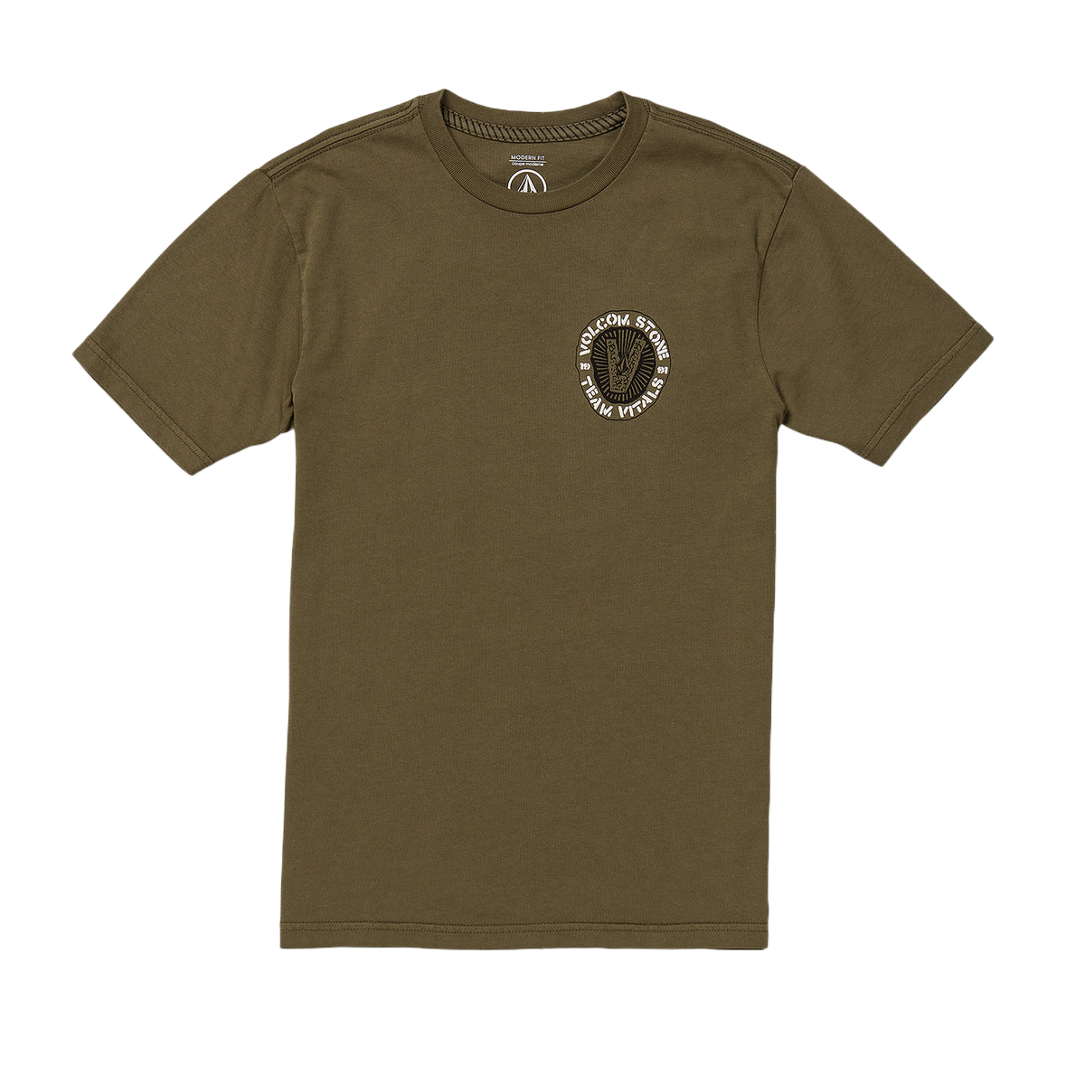 VOLCOM - YOUTH SURF VITALS SHORT SLEEVE TEE - MILITARY