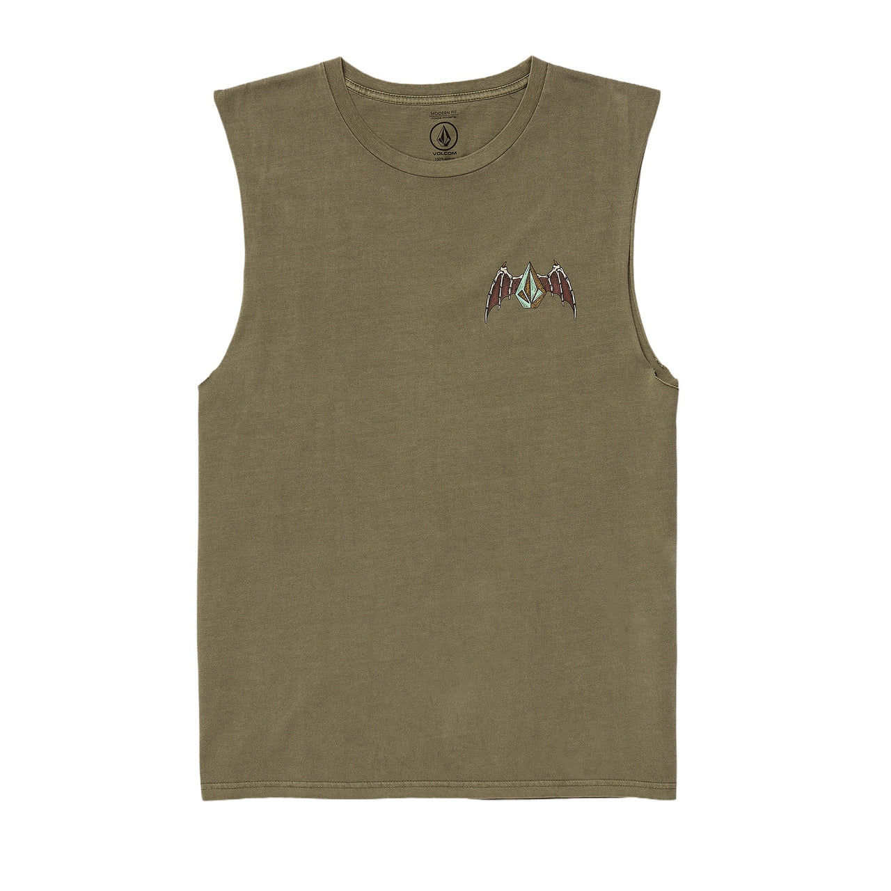 VOLCOM - HESSIAN MUSCLE TEE - ARMY GREEN COMBO