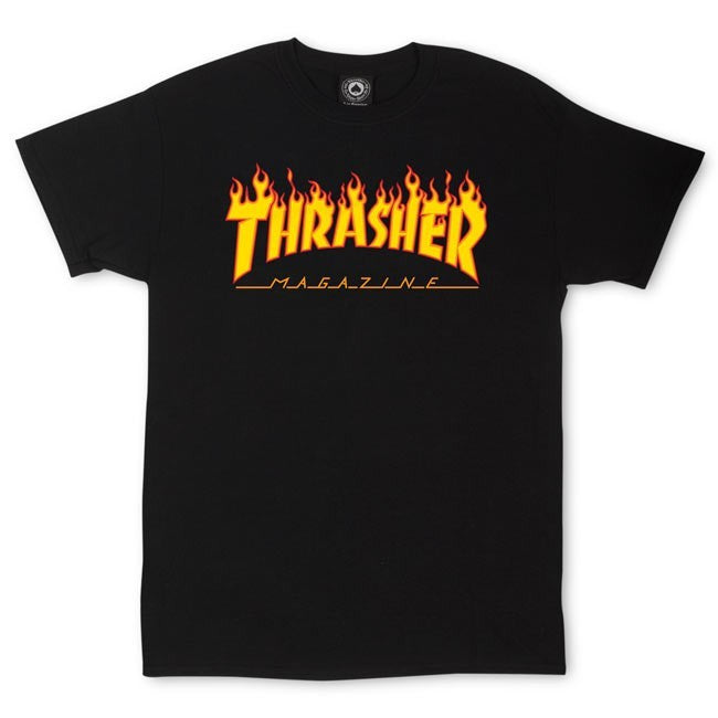 THRASHER - FLAME LOGO T-SHIRT - BLACK - Antisocial Collective