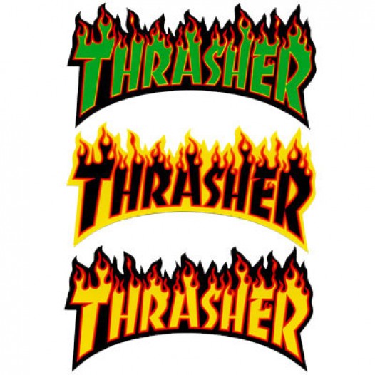 THRASHER - FLAME LOGO MED STICKER